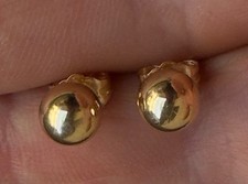 14K Yellow Gold Ball Stud Earrings Hallmarked 9