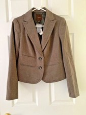 NWT The Limited Collection Women's Houndstooth Black Tan 2 Button Blazer SZ XS