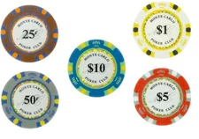 CASH GAME Monte Carlo Smooth Poker Chips Bulk - Perfect for .25/.50 Blinds NEW