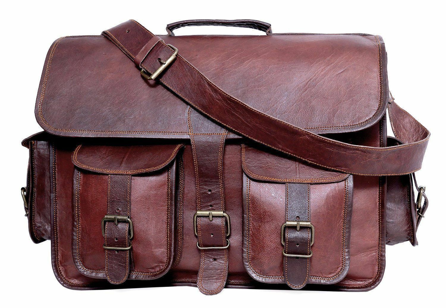 Vintage Leather Messenger Bag for Men - Laptop Briefcase Satchel