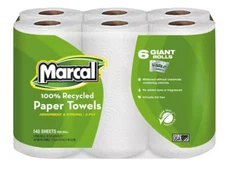 Marcal Paper Towels U-Size-It Sheets 2 Ply 140 Sheets Per Roll 100% Recycled - 2