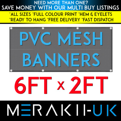 6 Fuß x 2 Fuß NETZ PVC PERSONALISIERT Banner Outdoor Vinyl Werbeschild Display