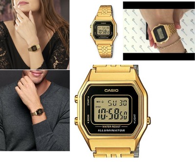 casio black mini face watch