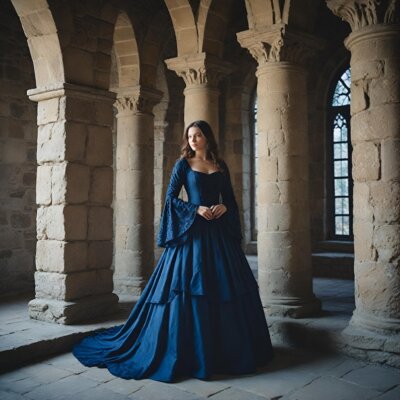 medieval dress women's dark blue and black angel vintage dress Hvyesh Victorian Dress for Women Medieval Plus Size Dress Renaissance Trumpet Sleeve Square Neck A-Line Dress with Bow Knots Halloween Costumes