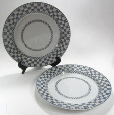 Vtg Dansk Checkar Blue 13" Serving Platters 1999 Set of 2