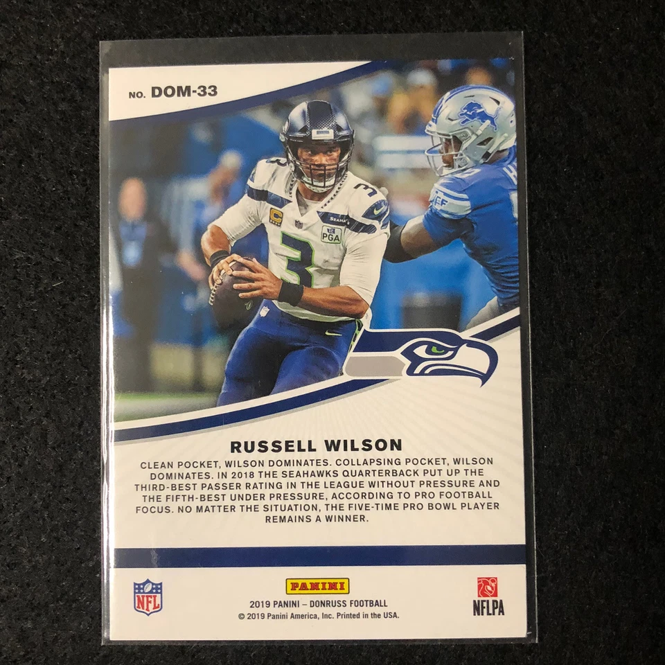 Russell Wilson 2019 Donruss Dominators Seahawks Steelers - Image 3 of 4