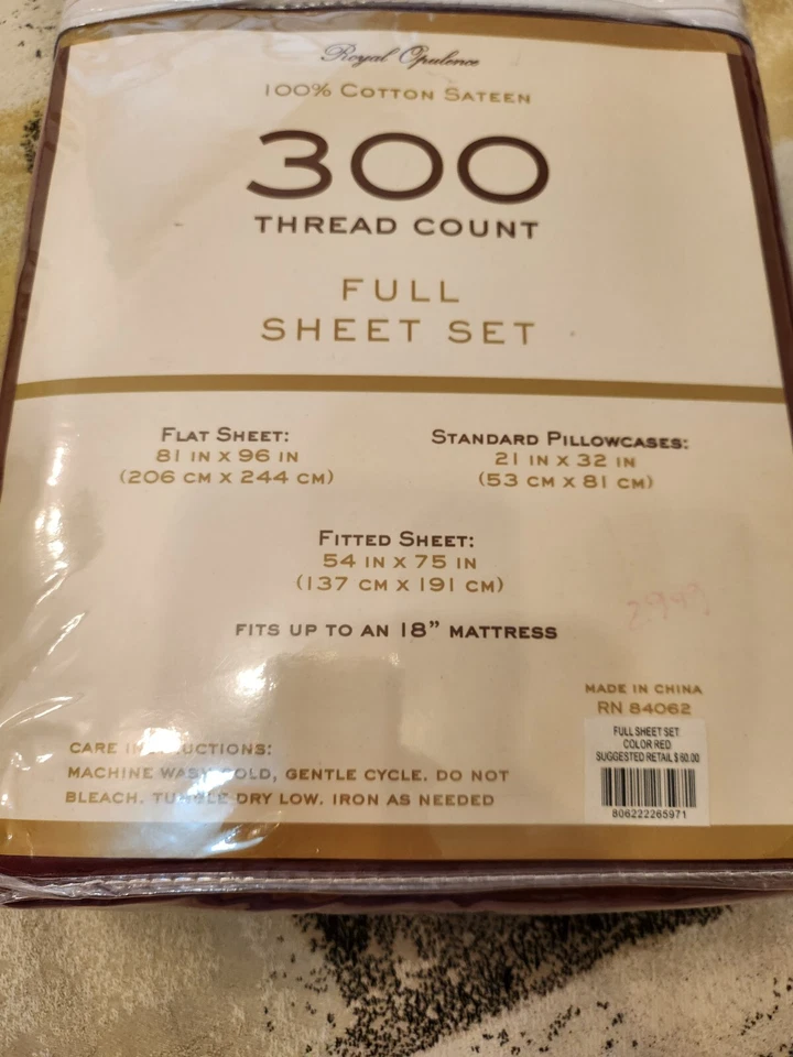 Juego completo de sábanas Royal Opulence 100 % algodón rojo satén Foto 3 de 4