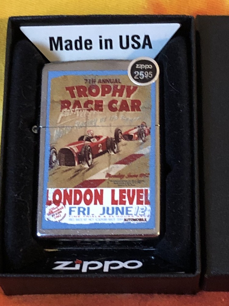 VINTAGE OPEN WHEEL RACE CAR LONDON LEVEL 1962 ZIPPO LIGHTER MINT IN BOX 2017