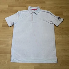 Scales Golf Polo Men Large White Geographic Shapes Performance Shirt US Amtour