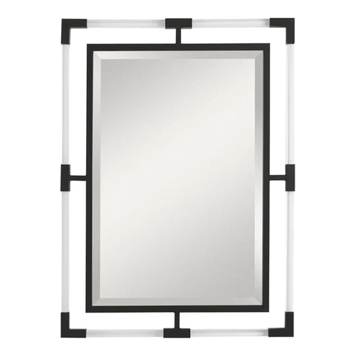 Uttermost Balkan Iron Metal and Clear Acrylic Mirror in Matte Black - Picture 1 of 6