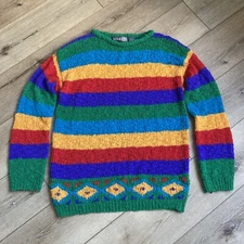 Vintage 80s Gitano Plus Size 42 Knit Sweater Womens  Chunky Color Block (M/L)