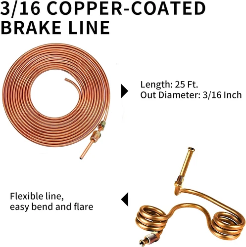25ft 3/16 Copper Coated Brake Line & Single Flaring Tool Tube Bender Tube Cutter - Imagen 5 de 18