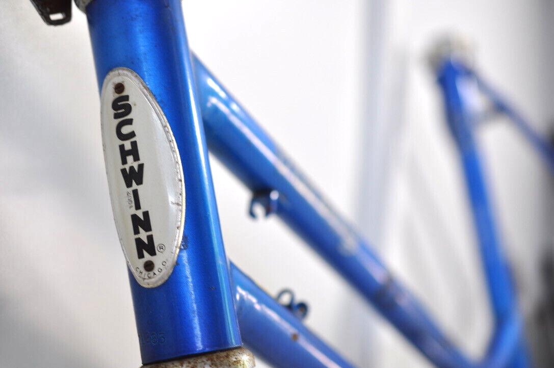 Vintage Schwinn Varsity blue bike frame made in Chicago