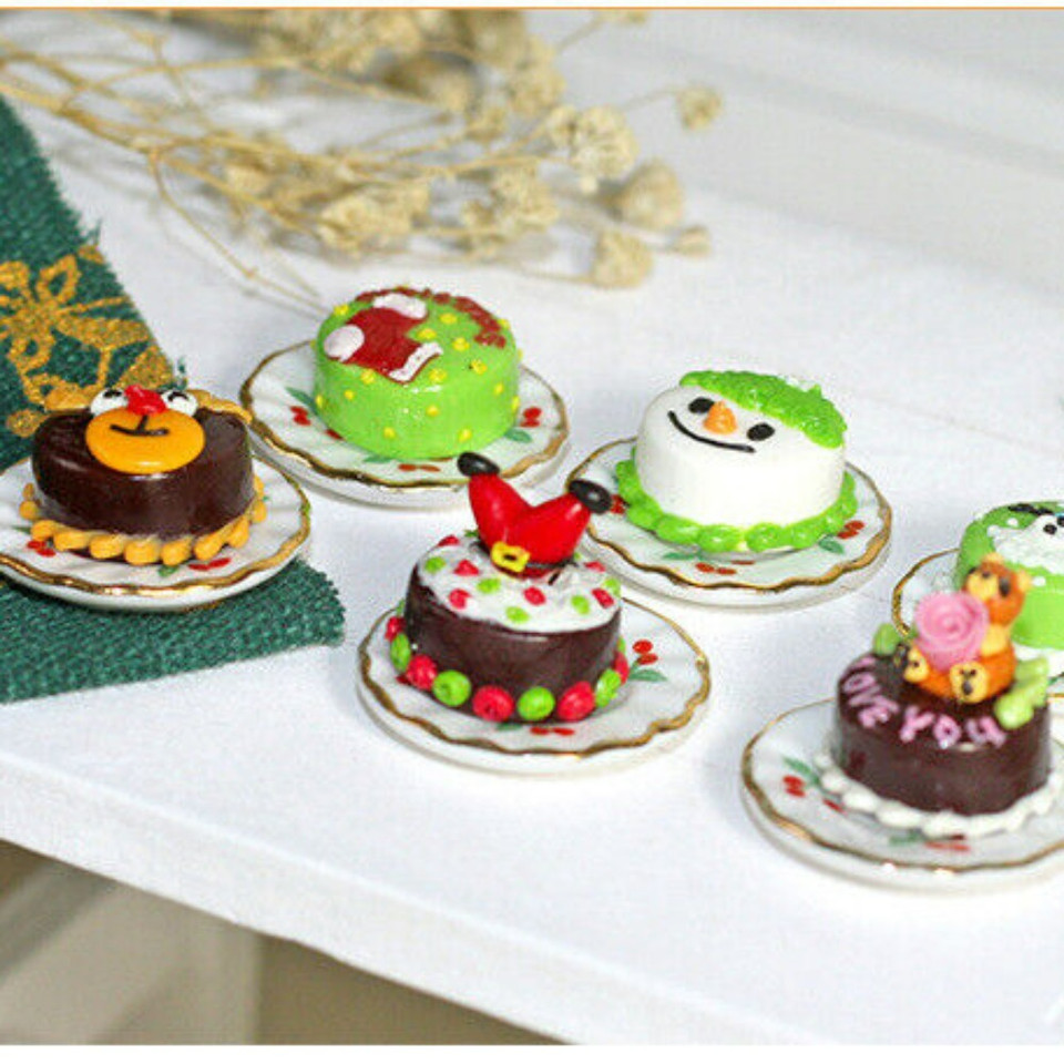 Miniatur Geburtstag Teller Maßstab 1:12 Puppenhaus Kuchen Lebensmittel Zubehör