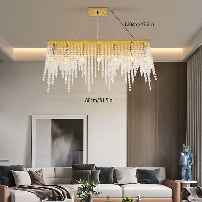 Modern Crystal Chandelier Dining Room Fixture Ceiling Light Lamp Rectangular NEW
