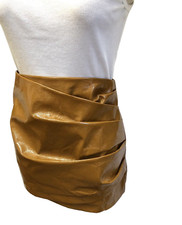 SHEIN Women's Skirt Size XS Shiny Faux Leather Mini Skirt Gold Brown