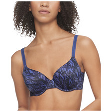 CALVIN KLEIN Liquid Touch Lightly Lined Perfect Coverage Bra 32B Blue