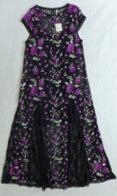 free people sky bright midi dress FREE PEOPLE sz S Floral embroidery Mesh Lace Inserts Sky Bright Midi Dress  $228