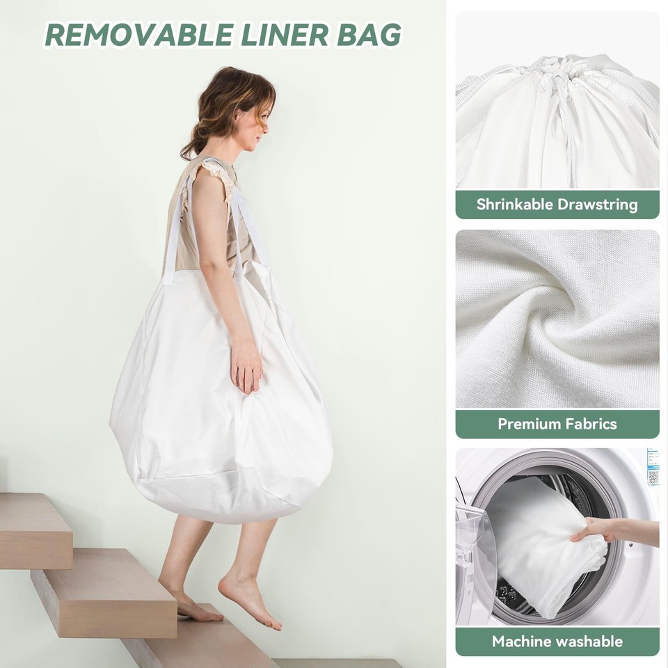 Laundry Basket with Wheels, 110L Large Laundry Hamper with Lid and