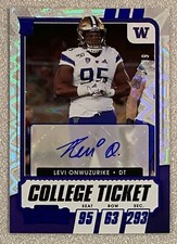 Levi Onwuzurike 2021 Panini Contenders College Ticket Blue Explosion Auto #4/39