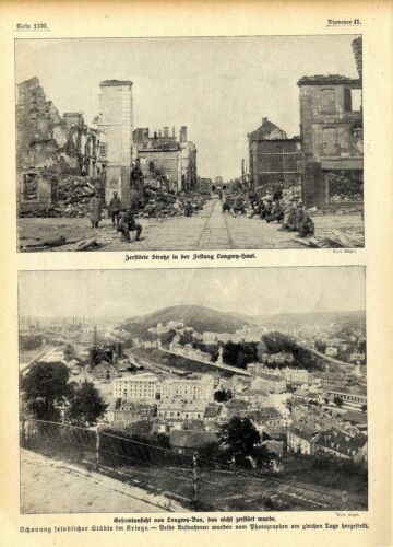 Beispiel Schonung feindlicher Städte Festung Longwy-Haut * Longway-Bas 1.WK 1914 - Bild 1 von 1