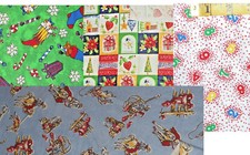 Cotton flannel fabric Christmas stockings, poinsettia strawberries Cowboys horse