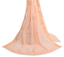 Sushila Vintage Peach Dupatta 100 Pure Cotton Chikankari Embroidered Long Stole
