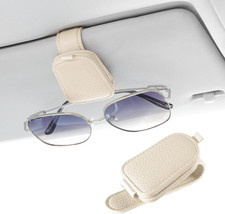 1Pack Sunglass Holder for Car, Magnetic Leather Buckle Sun Visor Sunglass Clip,