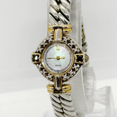Seiko Exceline Shell Dial 1F20-0B60 Quartz Ladies Watch Working Condition