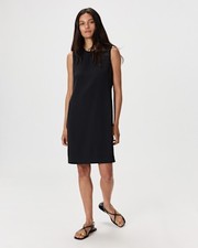 Quince Fluid Crepe Sleeveless Shift Dress Black Basic Sleeved XS