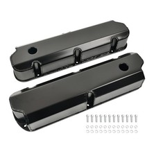 For 1962-85 Sbf Ford 289 302 351w Black Aluminum Tall Valve Covers Kit W Holes