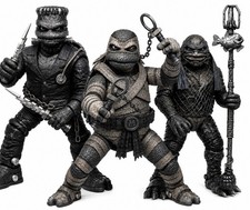 NECA TMNT x Universal Monsters Leonardo Michelangelo Raphael Boxed   Sai Staff