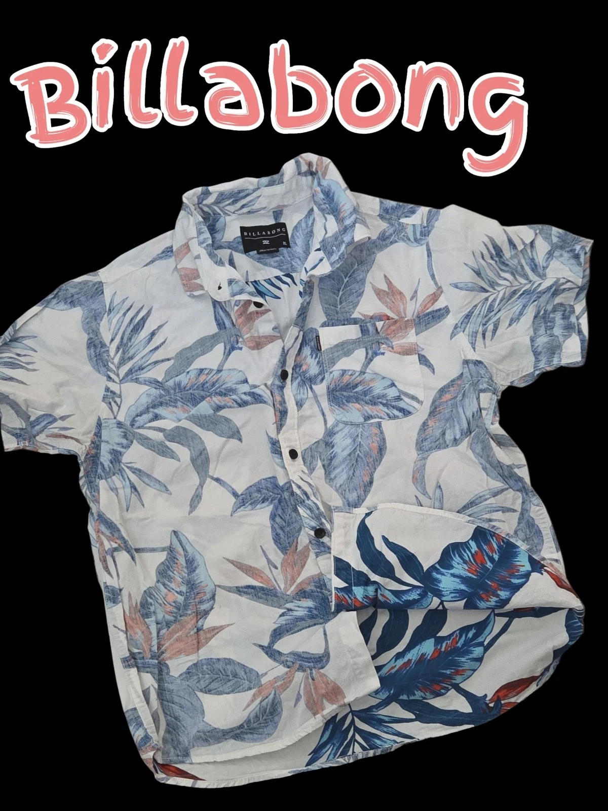 *1559 Billabong hawaiian shirt top Men XL (runs small)
