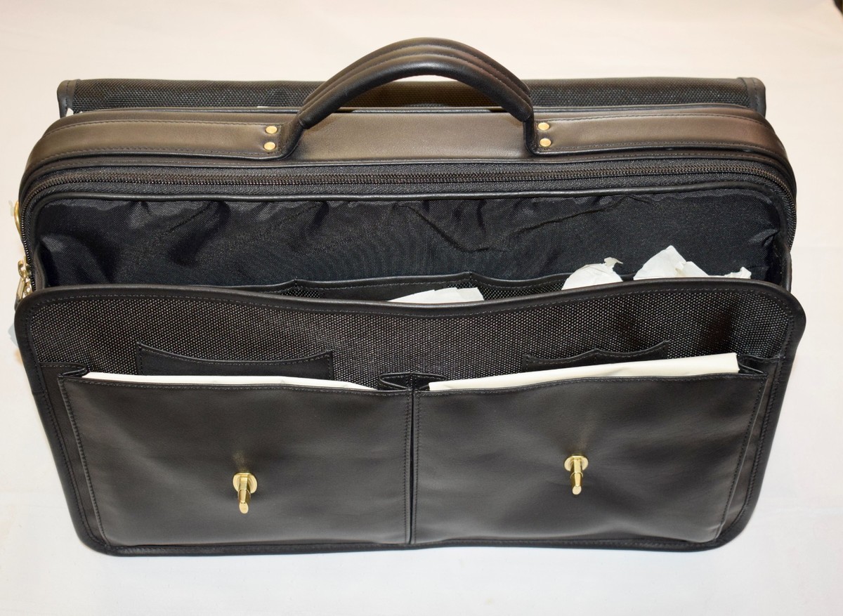 Coach Prescott Black Leather Laptop Briefcase Turnlock Messenger