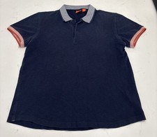 Hugo Boss Mens Slim Fit Polo Shirt Navy Blue Textured Short Sleeve Sz M