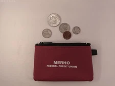MERHO FCU Red & Black Coin Pouch with Key Ring, Mini Zipper Wallet, Compact