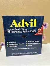 Advil 200mg Pain Reliever with Ibuprofen-50 Packets of 2 Coated Tablets
