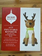 4 Foot Christmas Inflatable Reindeer 4FT LED Lit Self Inflating NIB