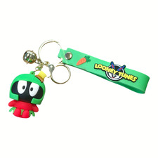 Marvin Martian Cartoon 3D Character Charm Green Strap Keychain Keyring Free Ship