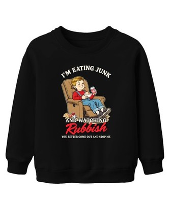 I'M EATING JUNK AND WATCHING Rubbish lustig kind filmabend snack Unisex Kinder S