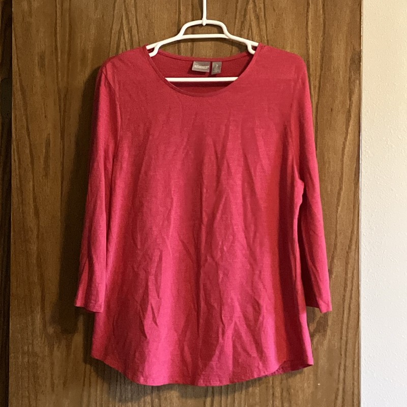 Chico’s Size 2(12 L) Pink 3/4 Length Sleeves With Laces And Shirt Tail Hem
