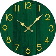 12 Inch Wall Clock Silent Non Ticking Battery Green Modern Clock