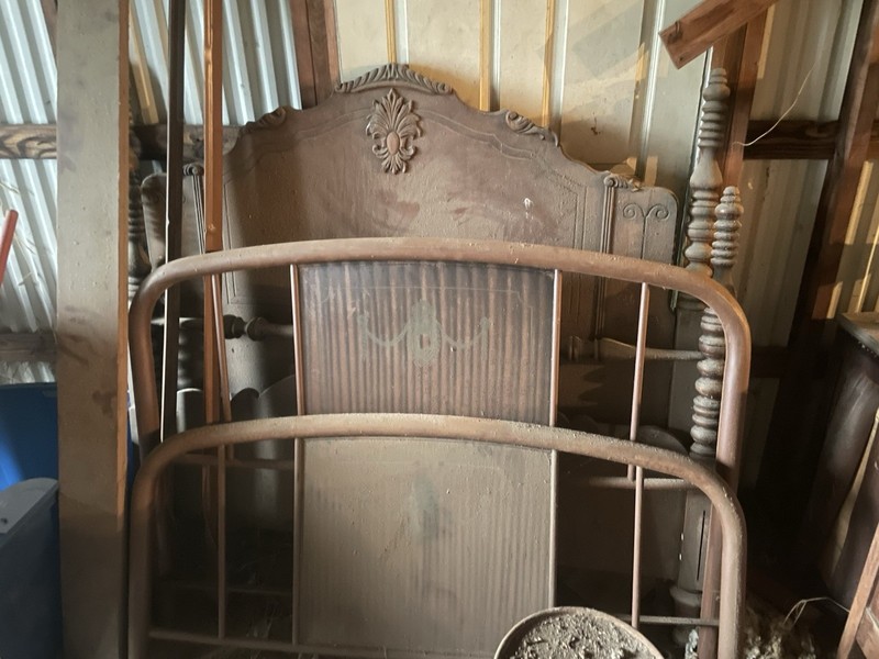 Vintage Full Metal Bed Frame w/ wooden Headboard & Footboard 