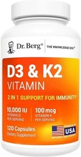 Dr. Berg  s Nutritionals 100mg Vitamin D3  K2 Supplement - 120 Capsules - US