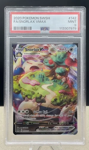 Snorlax VMAX 142/202 SWSH01 Sword & Shield Holo Card PSA 9 Mint