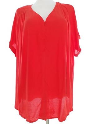BONMARCHE Damen Bluse Gr. 44 Orange Viskose 100% Kurzer Ärmel V-Ausschnitt