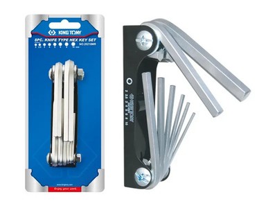 King Tony 8-Piece Folding Hex Key Set Chrome Plated SNCM-V Alloy Steel