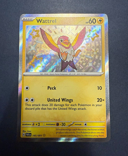 Wattrel Shiny Rare Holo 145/091 SV: Paldean Fates EN Pokemon TCG 60 HP