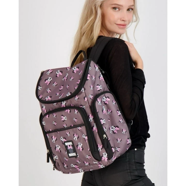 迪士尼宝宝米妮老鼠尿布袋背包可调节肩带灰色 — 第 2/4 张图片