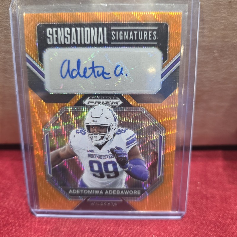 2023 Panini Prizm Draft Picks Ornage Wave Adetomiwa Adebawore 8/75 Auto Colts DT